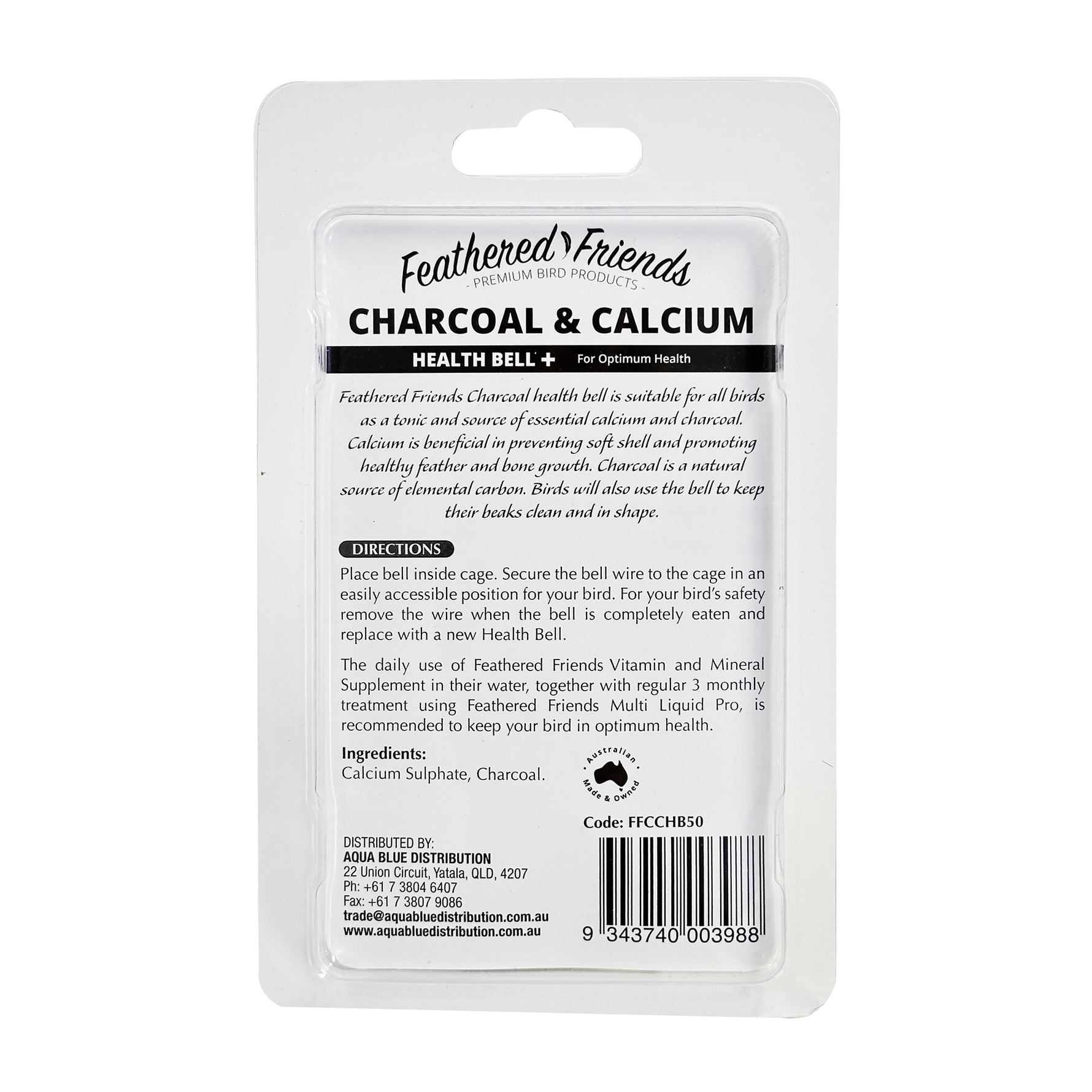Feathered Friends Charcoal & Calcium Health Bell 50g