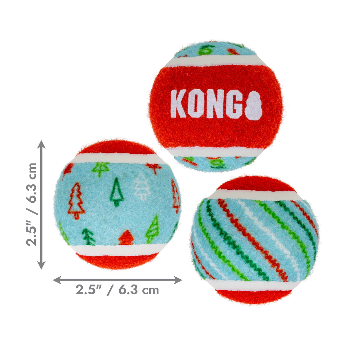 KONG Holiday SqueakAir Tennis Balls - 6 Pack - Medium