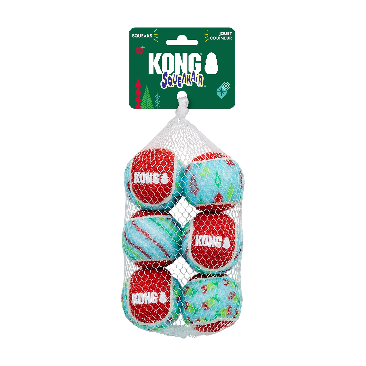 KONG Holiday SqueakAir Tennis Balls - 6 Pack