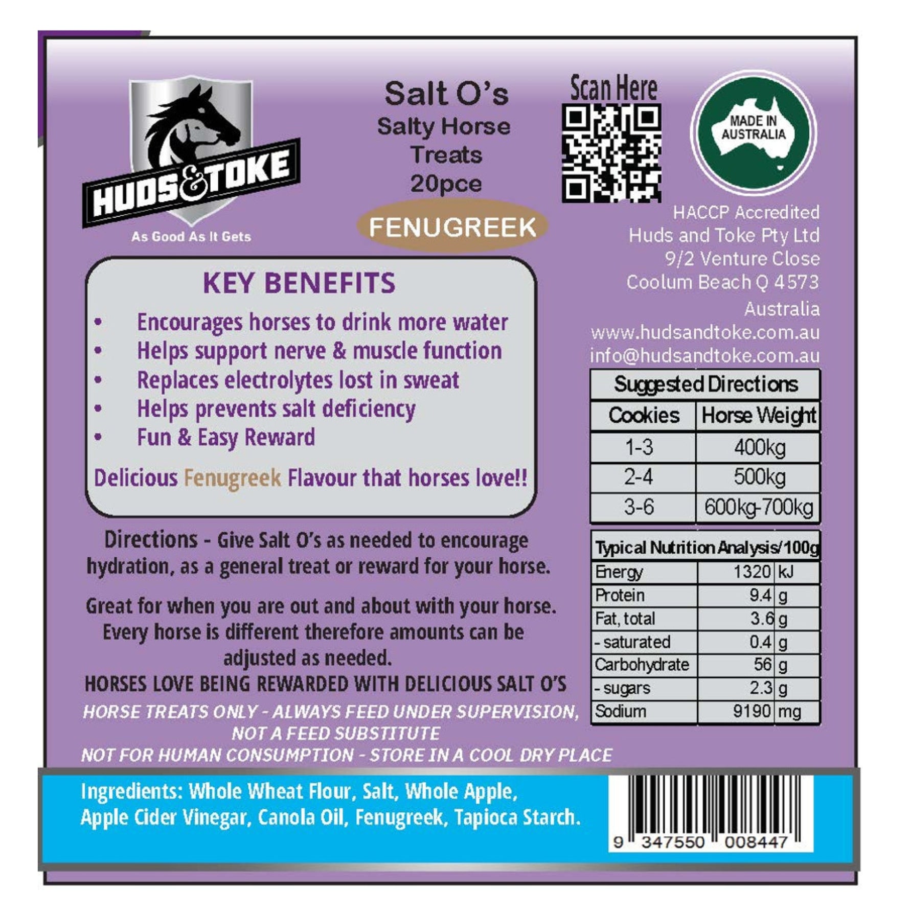 Huds & Toke Salt O's Salty Horse Treats - 20 pieces
