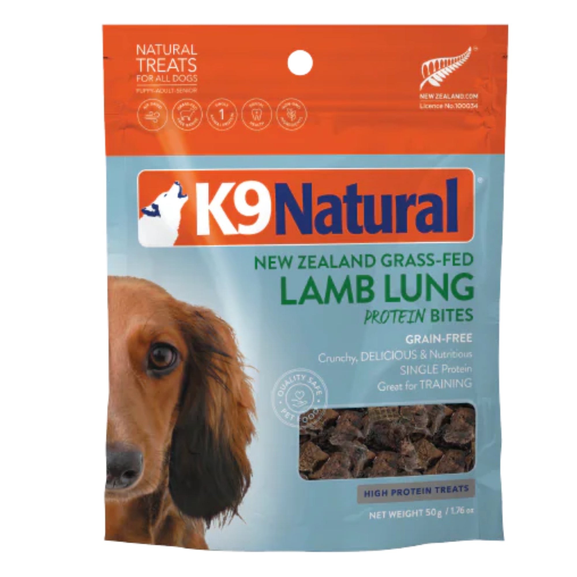 K9 Natural Lamb Lung Protein Bites Dog Treats 60g