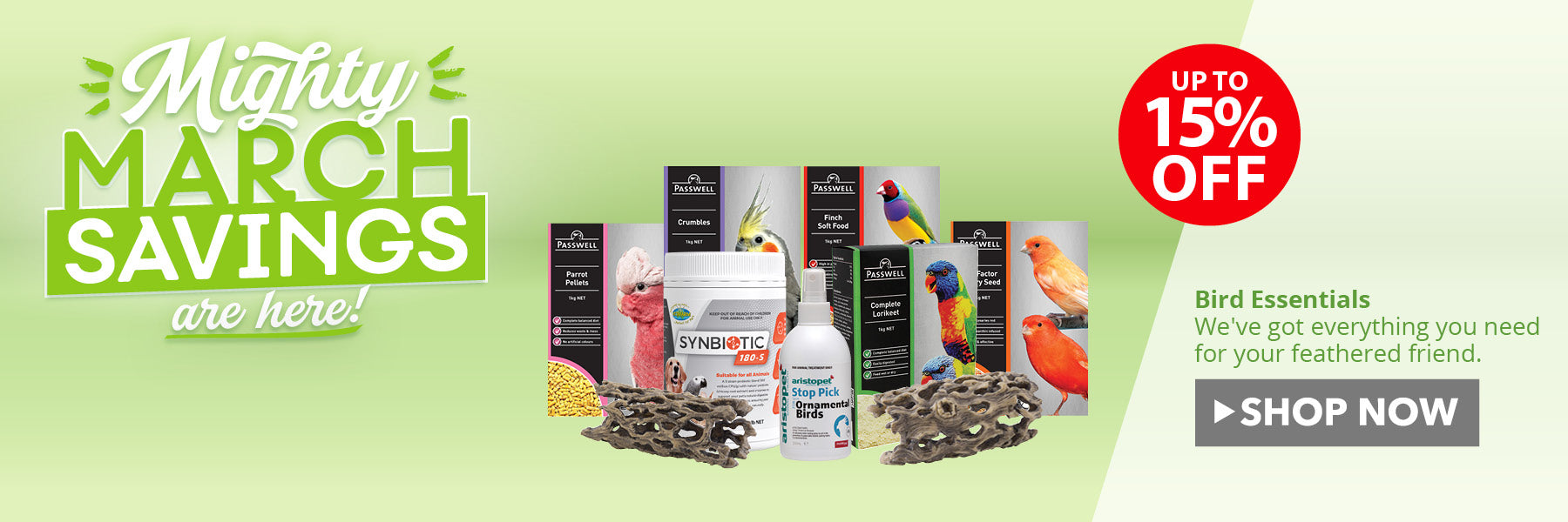 Essentials for your bird ON SALE NOW