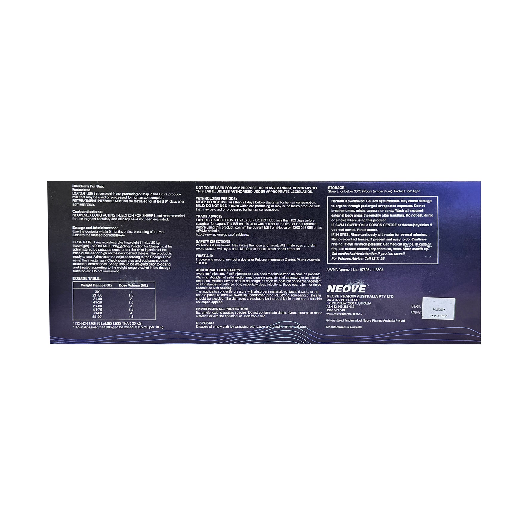Neovemox (Moxidectin) Long Acting Injection for Sheep 500mL
