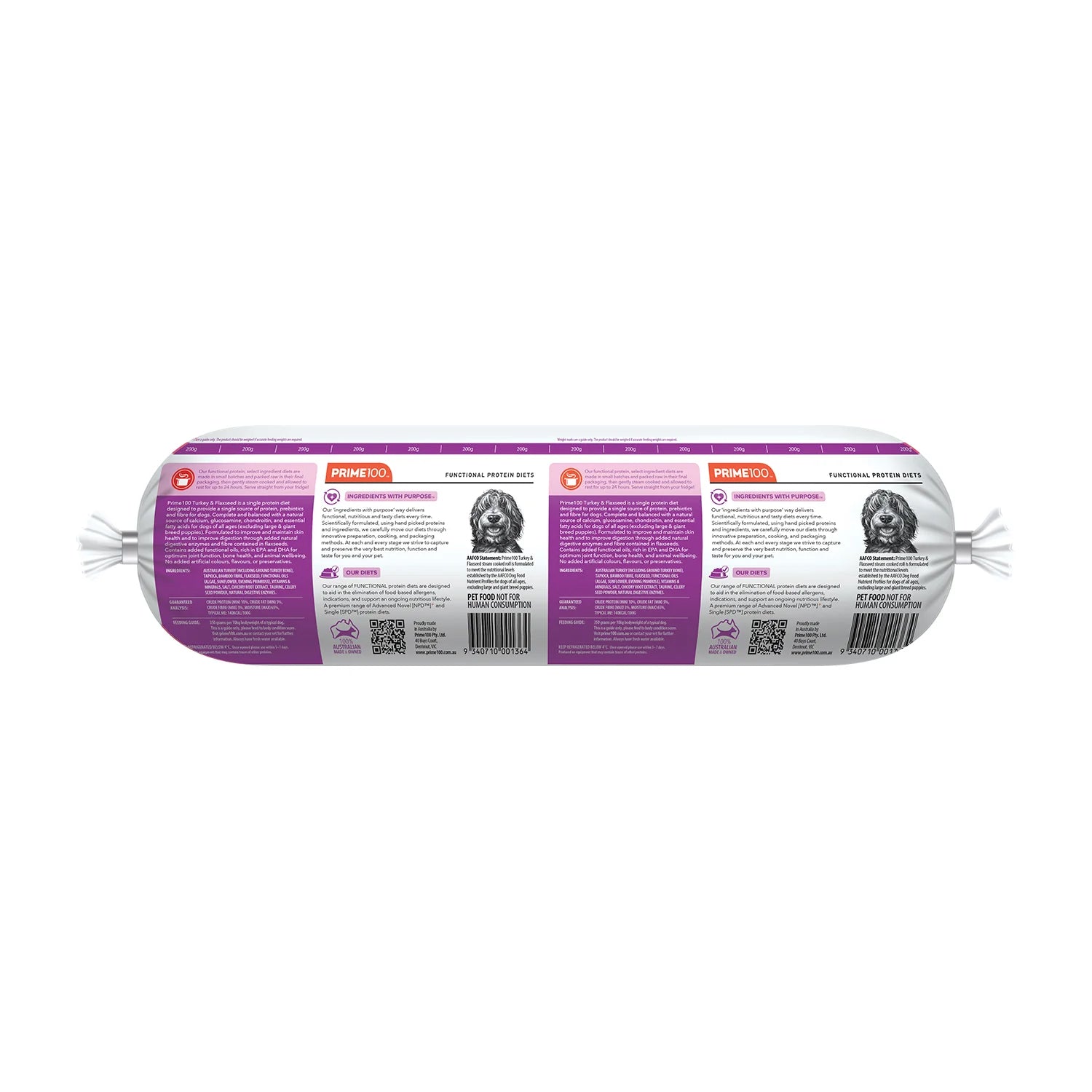 Prime100 SPD Fresh Roll Turkey & Flaxseed Roll 2kg (Pickup Only)
