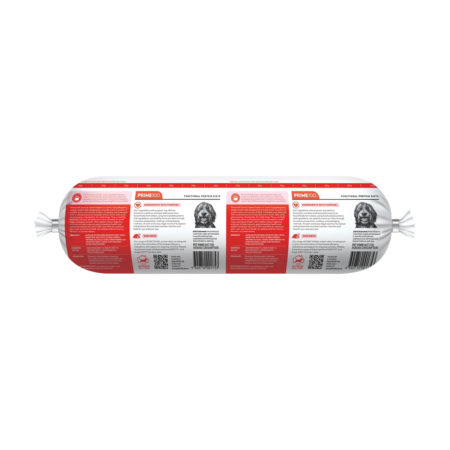 Prime100 SPD Fresh Roll Duck & Sweet Potato Roll 2kg (Pickup Only)