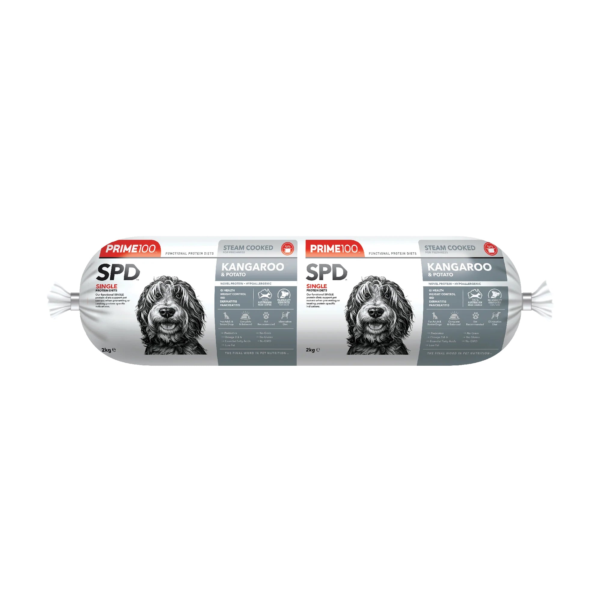 Prime100 SPD Fresh Roll Kangaroo & Potato Roll 2kg (Pickup Only)