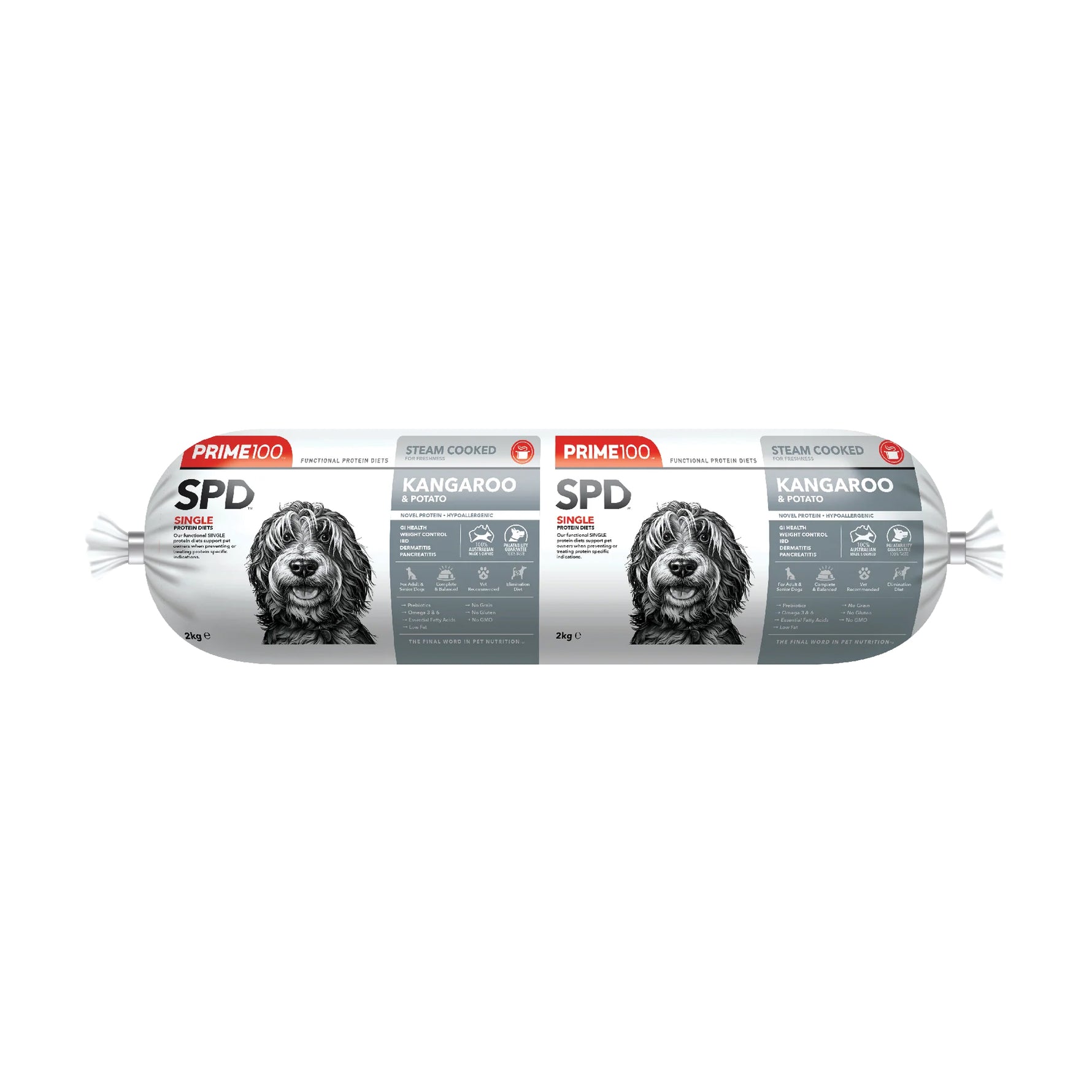 Prime100 SPD Fresh Roll Kangaroo & Potato Roll 2kg (Pickup Only)