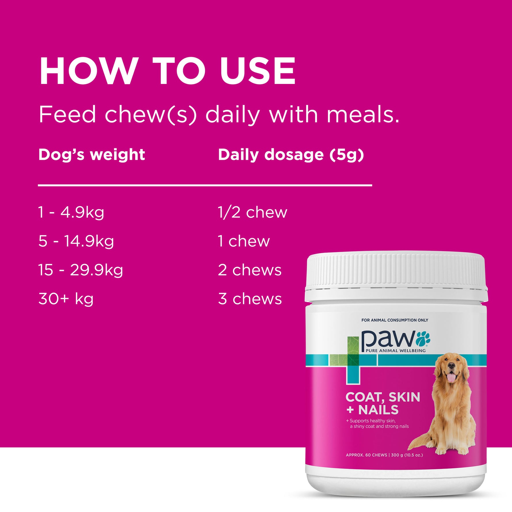 PAW Coat, Skin & Nails Multivitamin Chews 300g