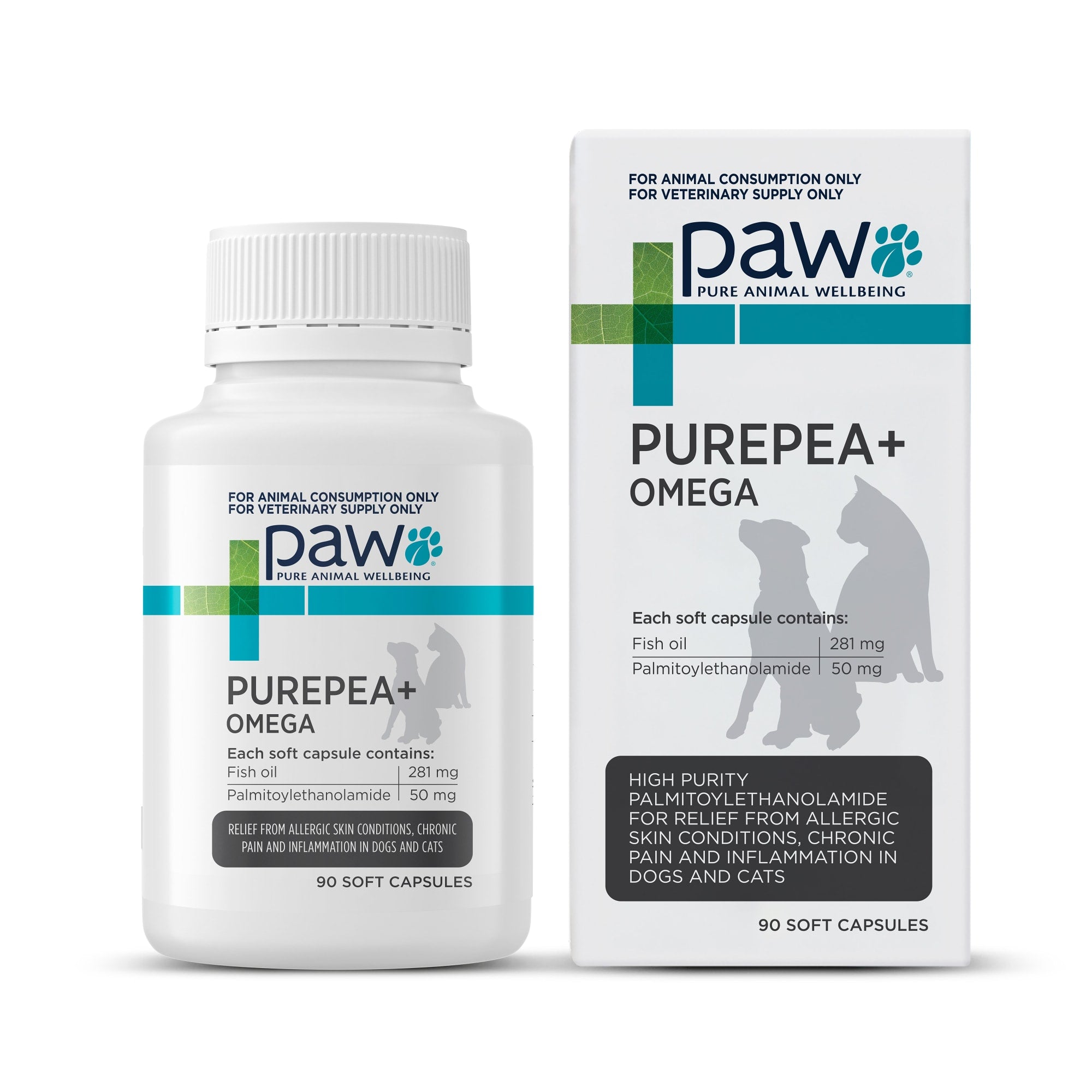 PAW PurePEA + Omega for Dogs & Cats - 90 Capsules
