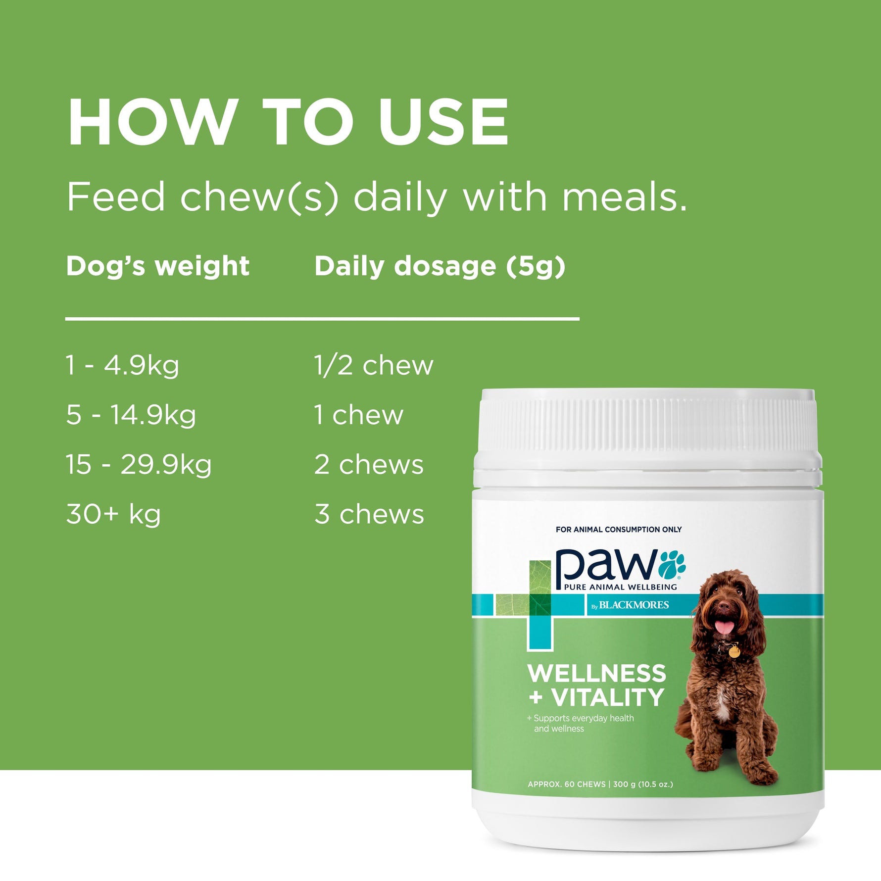 PAW Wellness + Vitality Multivitamin & Wholefood Chews 300g