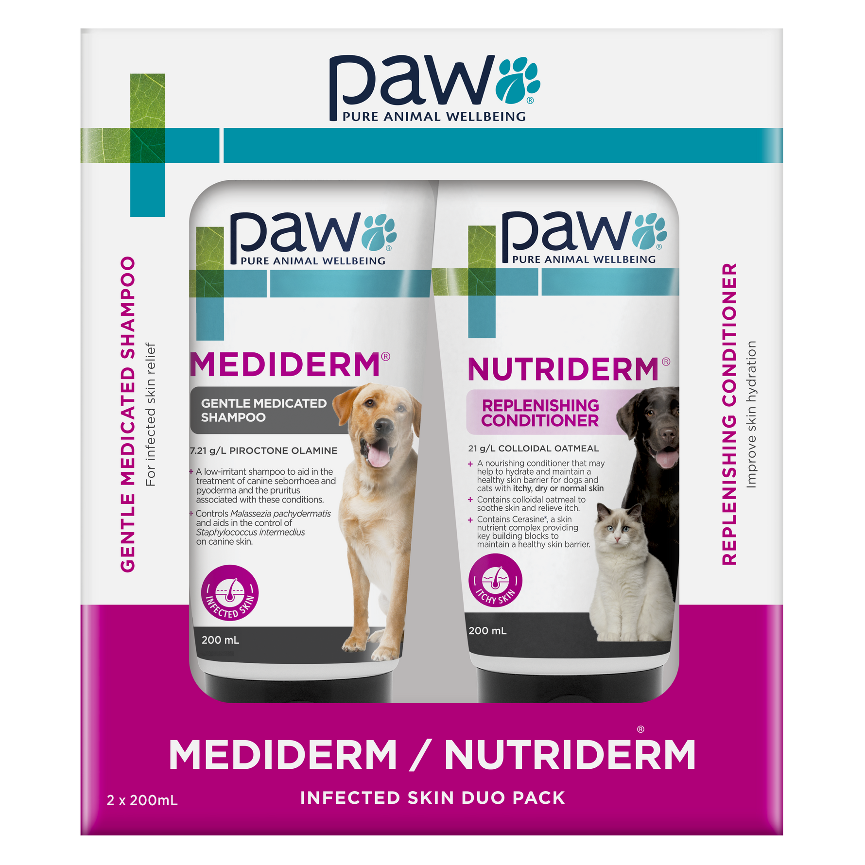 PAW MediDerm/NutriDerm Infected Skin Shampoo & Conditioner Duo Pack