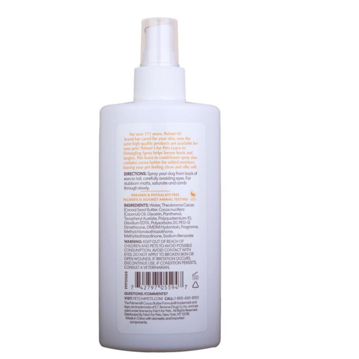 Palmer's for Pets Leave-In Detangling & Conditioning Spray with Cocoa Butter 237mL - Unscented