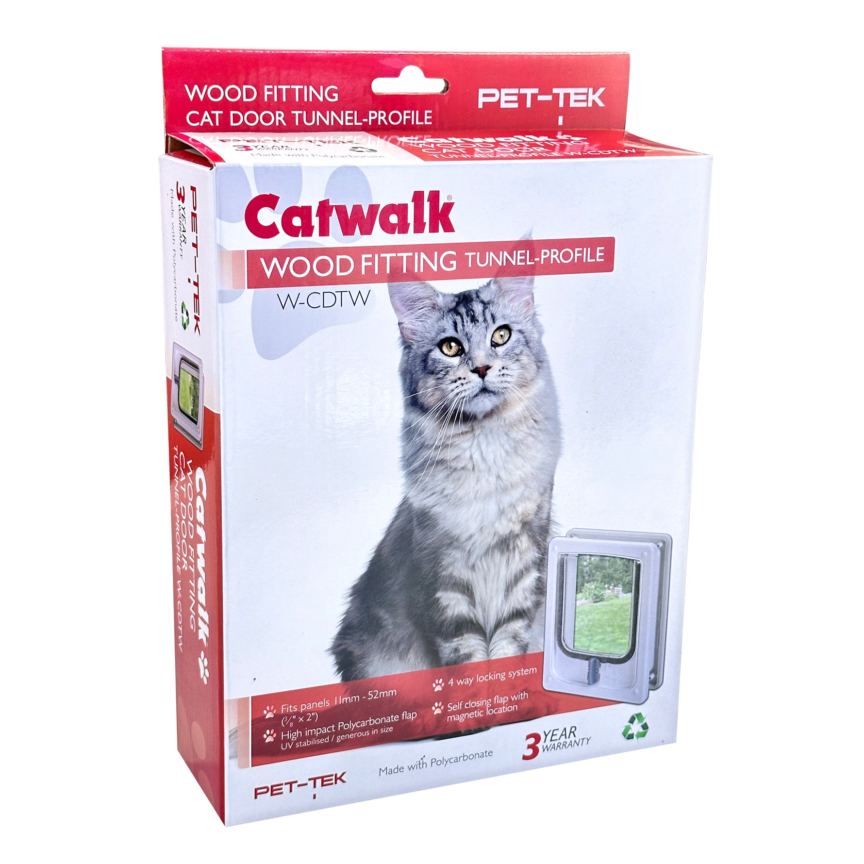 Pet-Tek Catwalk Wood Fitting Cat Door - Tunnel Profile