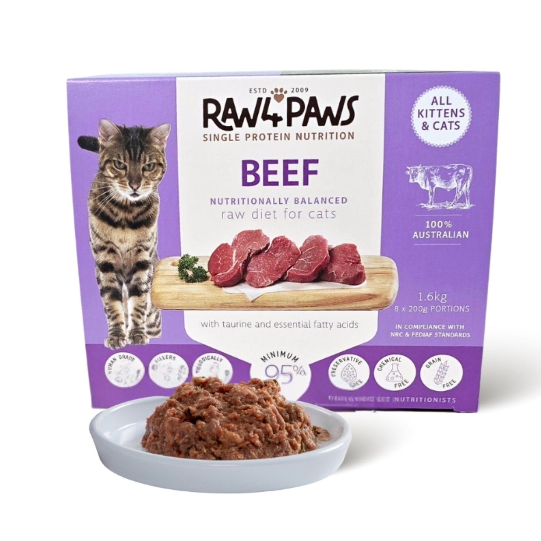 Raw4Paws Beef Raw Diet for Cats (Frozen - Pickup Only)