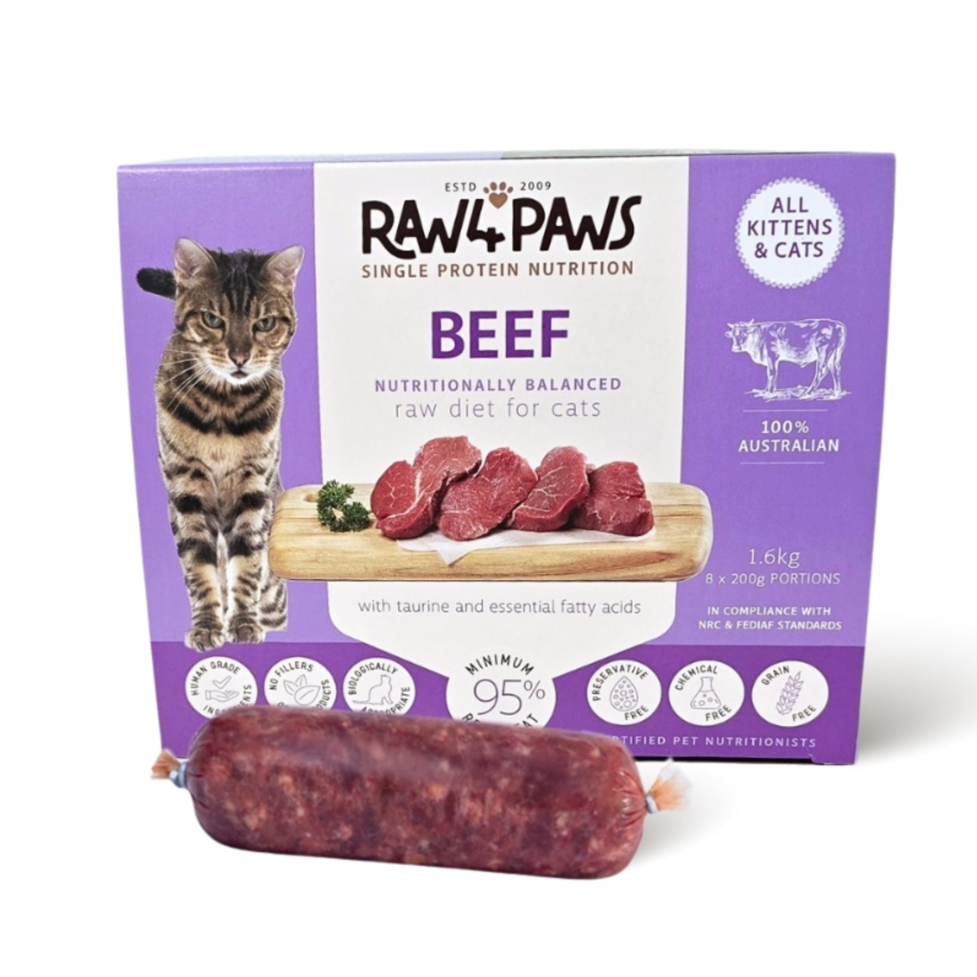 Raw4Paws Beef Raw Diet for Cats (Frozen - Pickup Only)