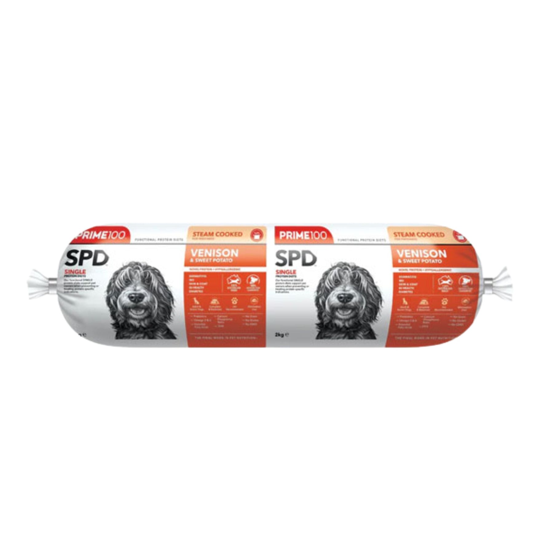 Prime100 SPD Fresh Roll Venison & Sweet Potato Roll 2kg (Pickup Only)