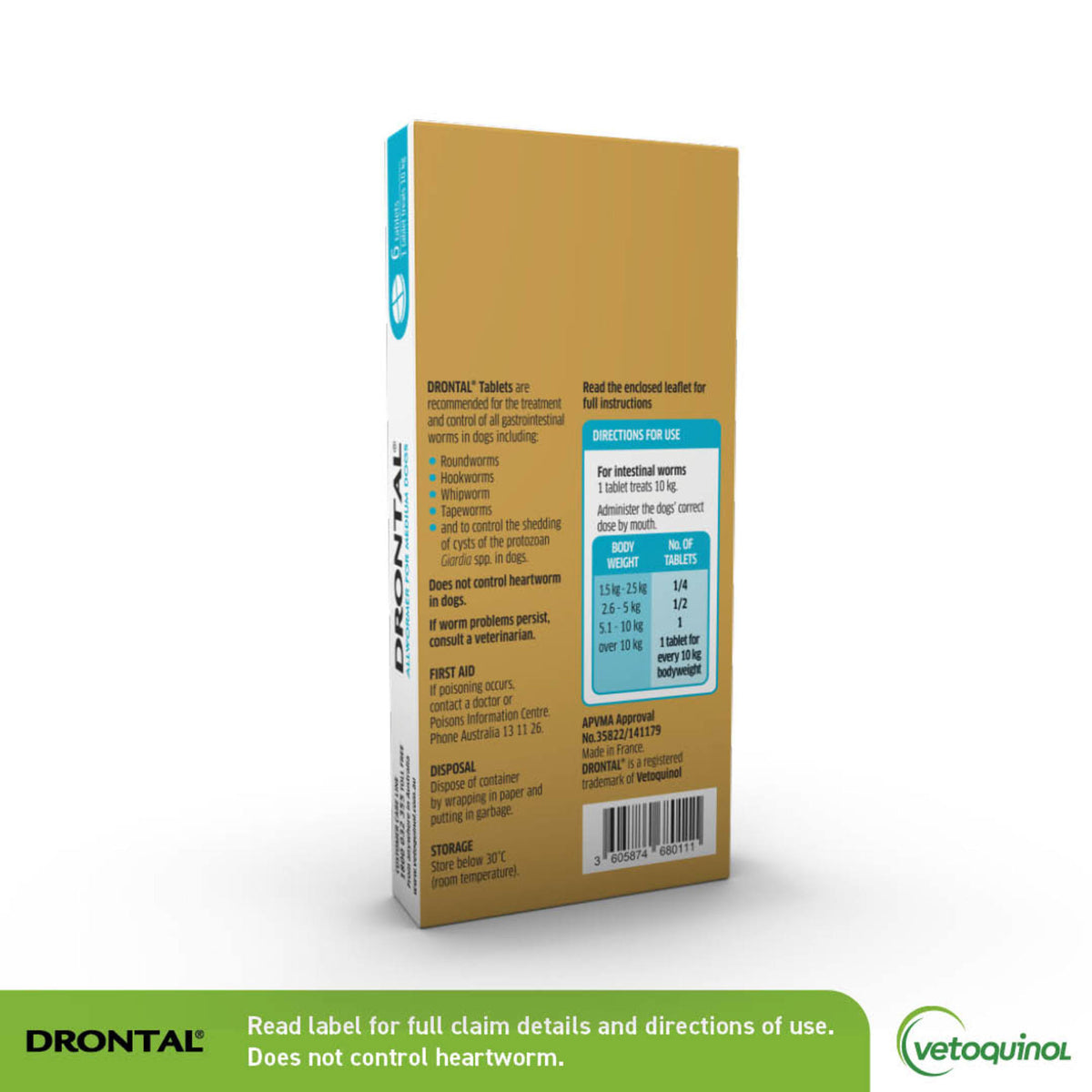 Drontal Allwormer Tablets for Medium Dogs, 6 Tablets
