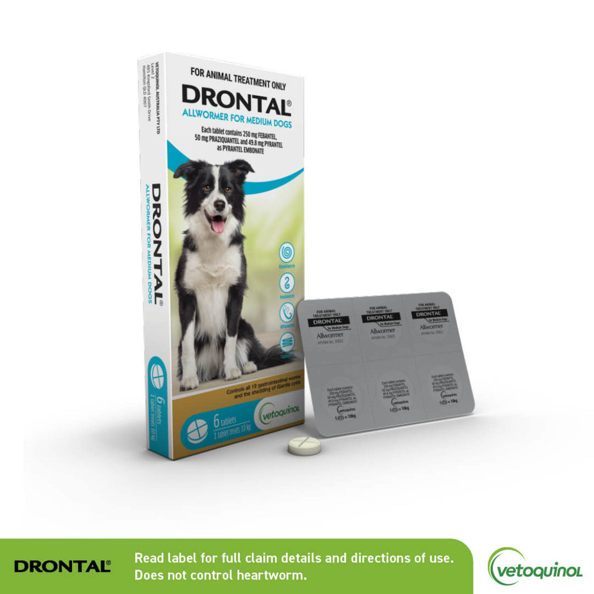 Drontal Allwormer Tablets for Medium Dogs, 6 Tablets