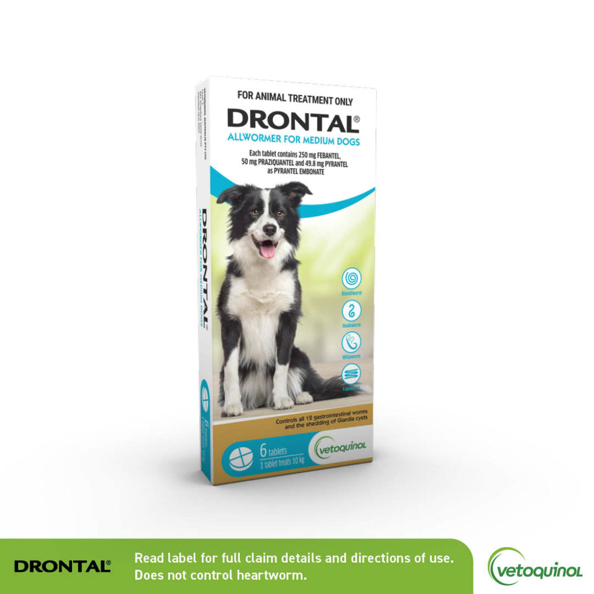 Drontal Allwormer Tablets for Medium Dogs, 6 Tablets