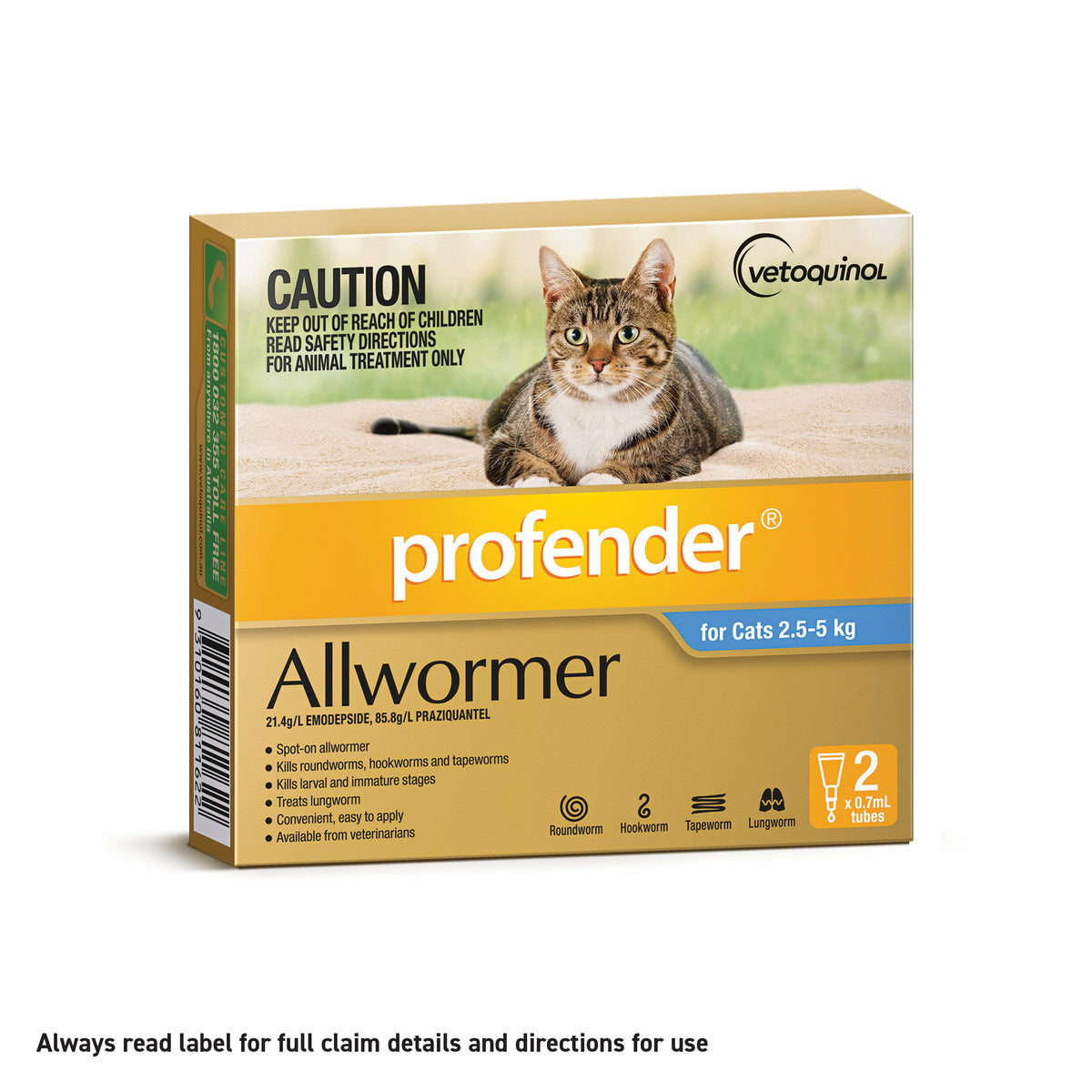 Profender Spot-On Allwormer for Cats, 2 Pipettes