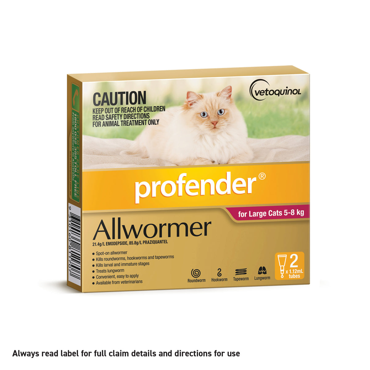 Profender Spot-On Allwormer for Cats, 2 Pipettes