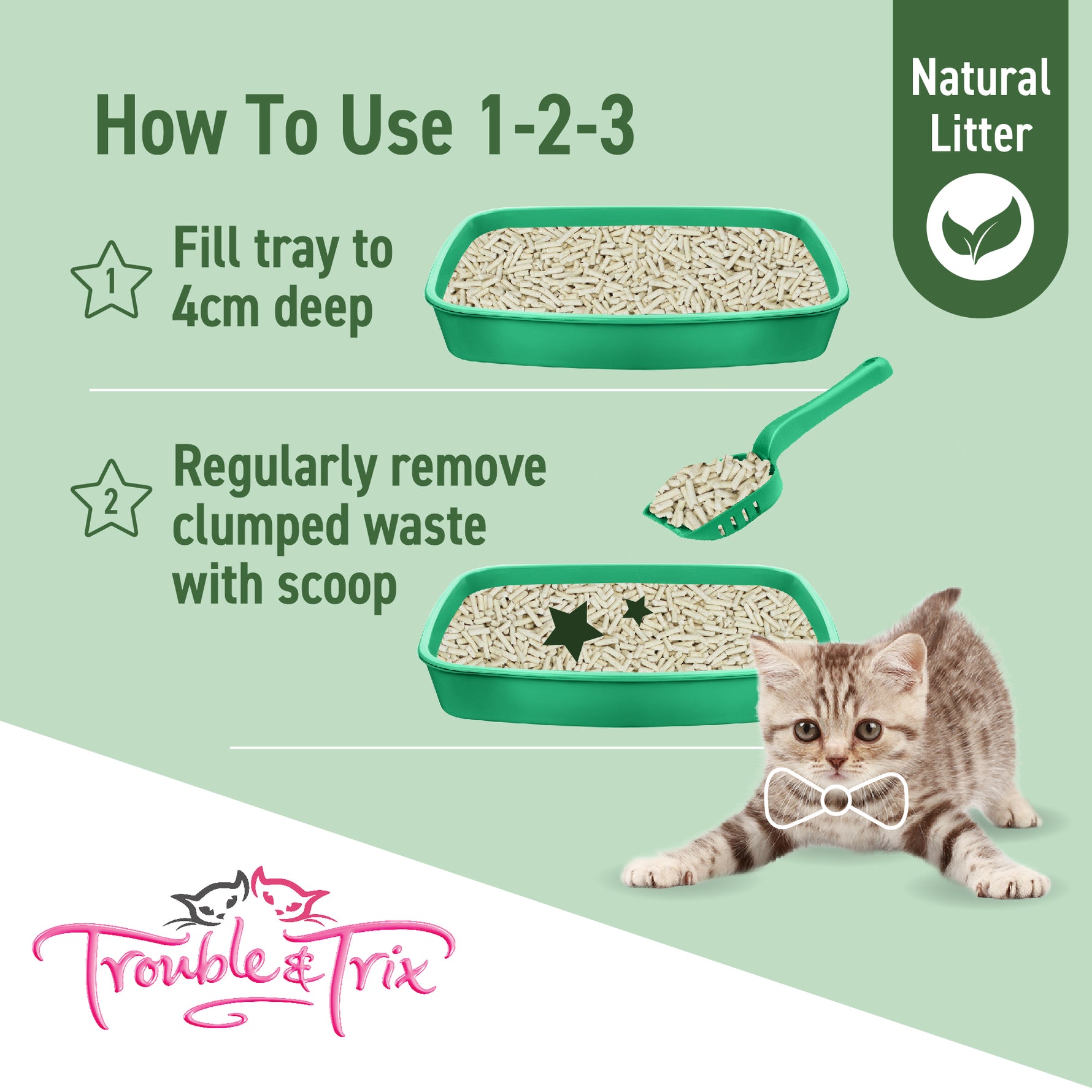 Trouble & Trix Natural Pellet Tofu Clumping Cat Litter 10L
