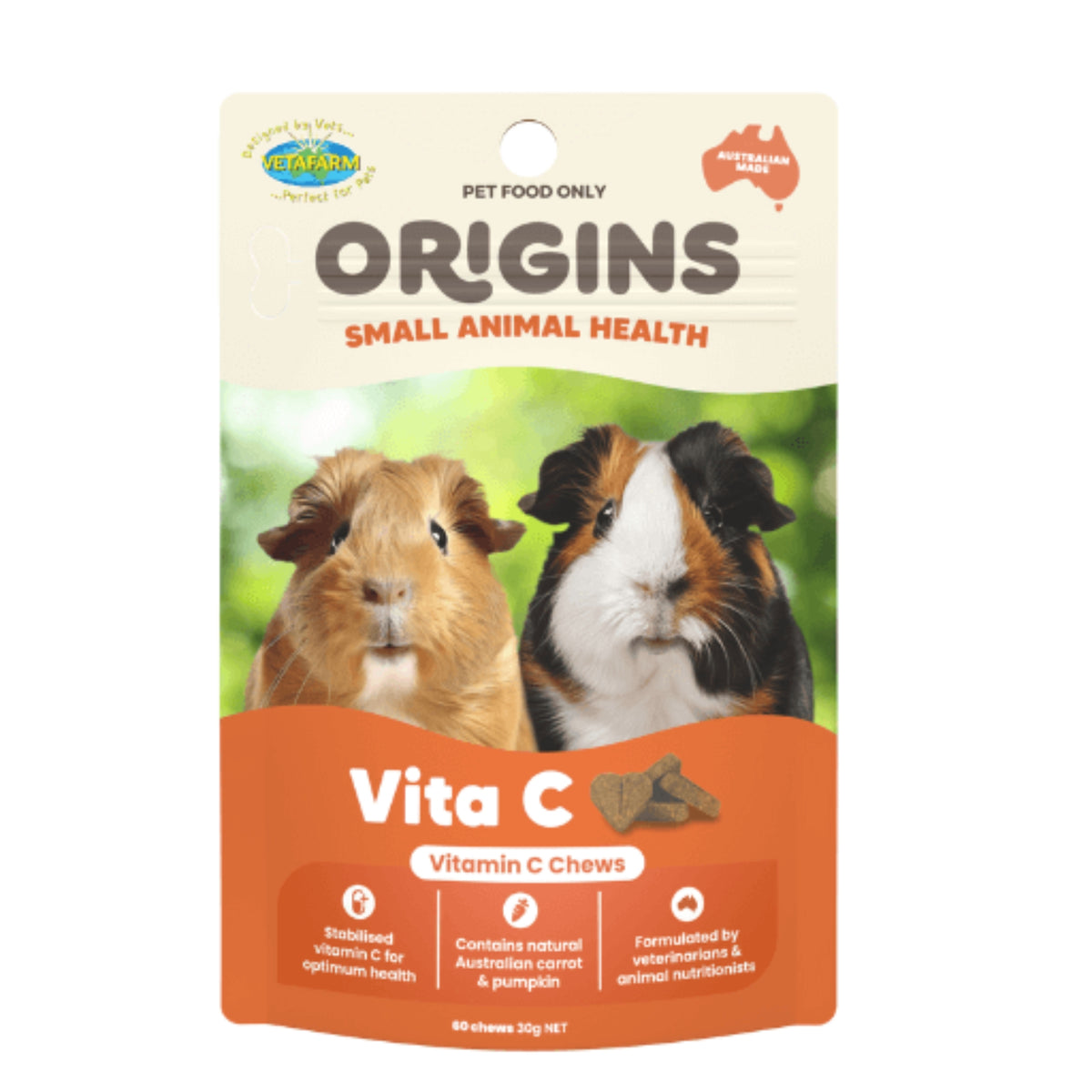 Vetafarm Origins Vita C Chews for Guinea Pigs - 60 Chews