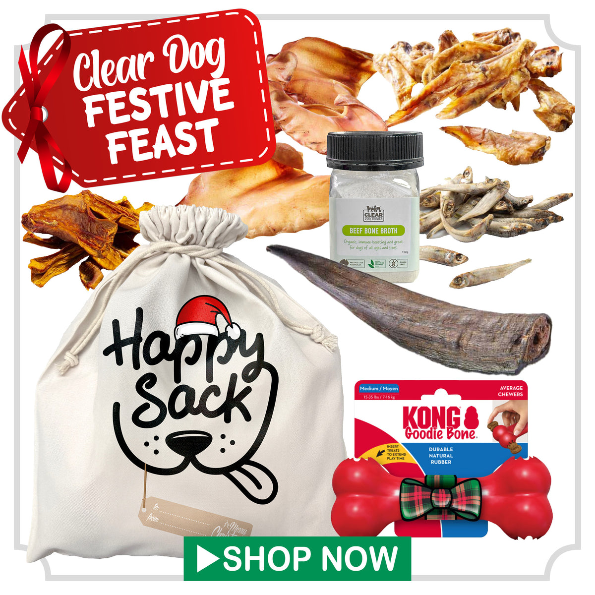 Clear Dog Festive Feast Christmas Happy Sack for Dogs