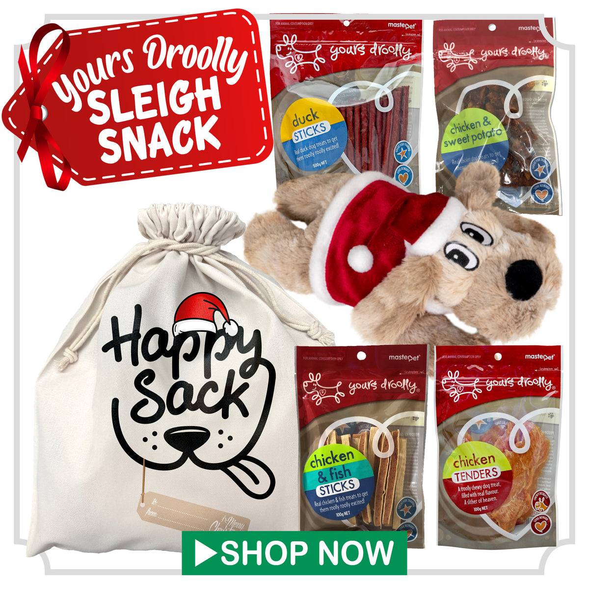 Yours Droolly Sleigh Snack Christmas Happy Sack for Dogs