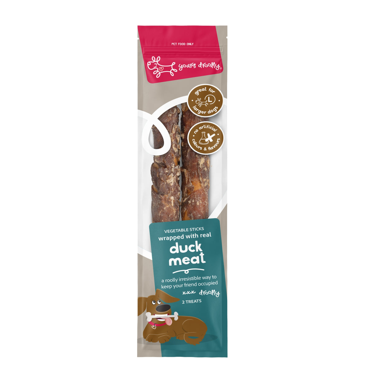 Yours Droolly Duck Wrapped Sticks Dog Treats
