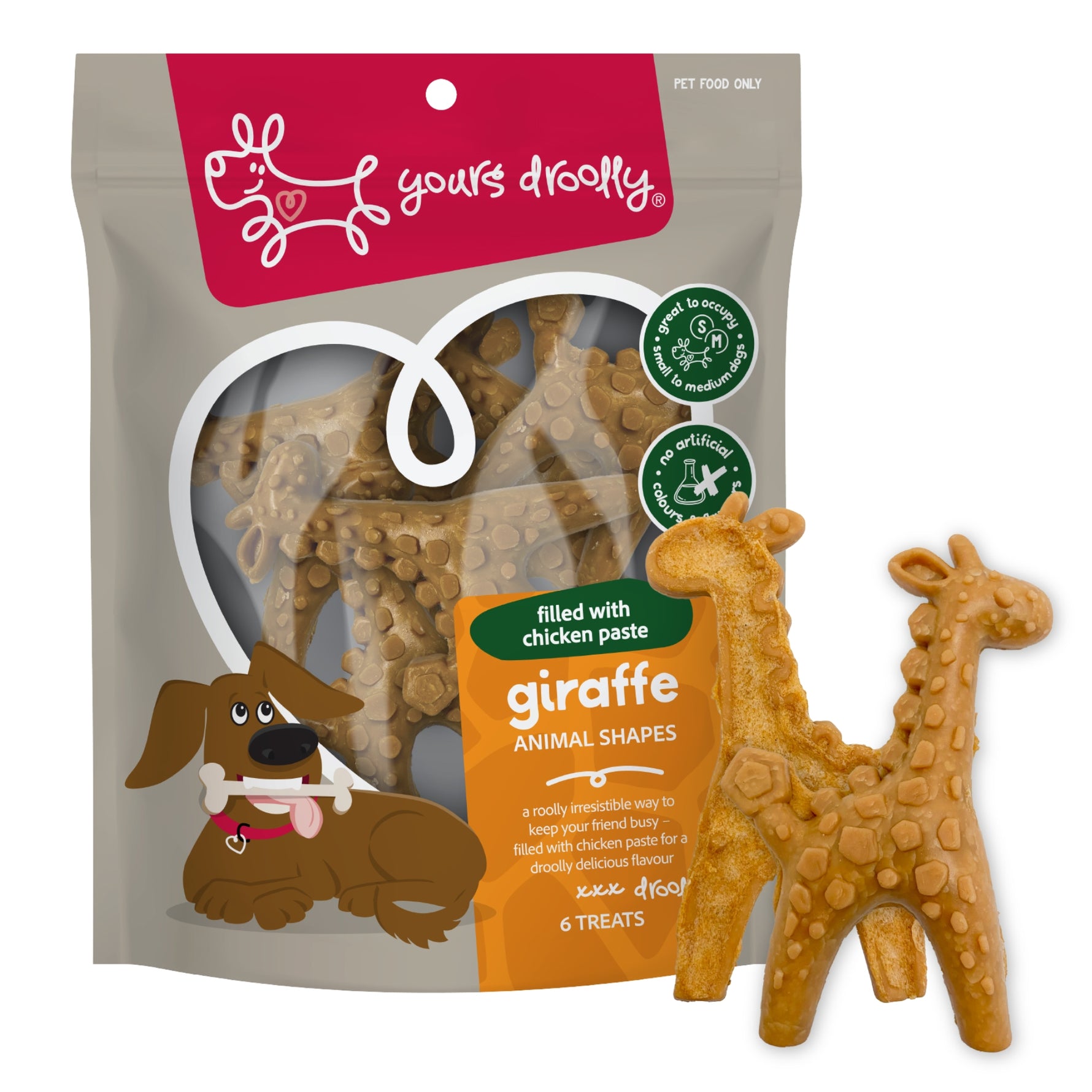 Yours Droolly Giraffe Shapes with Chicken Paste Dog Treats - 6 Pack