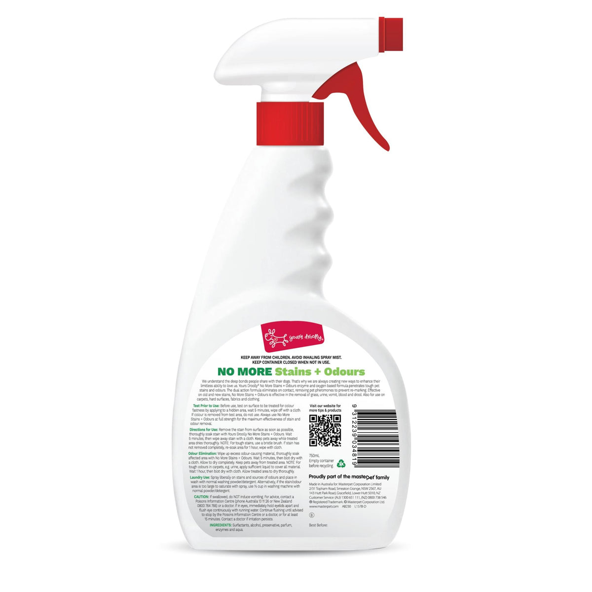 Yours Droolly No More Stains Odours 750mL