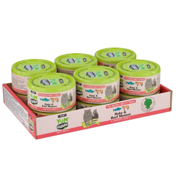 YumGuard Hake & Beef Mousse Urinary Care for Senior Cats 7+ Years 80g x 12
