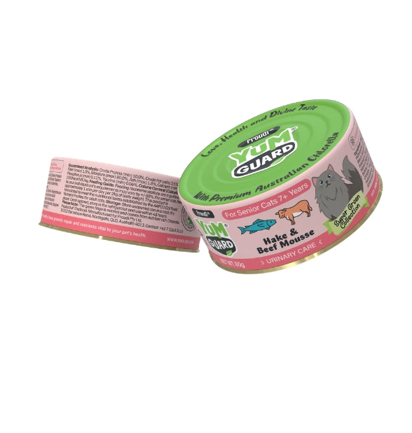 YumGuard Hake & Beef Mousse Urinary Care for Senior Cats 7+ Years 80g x 12
