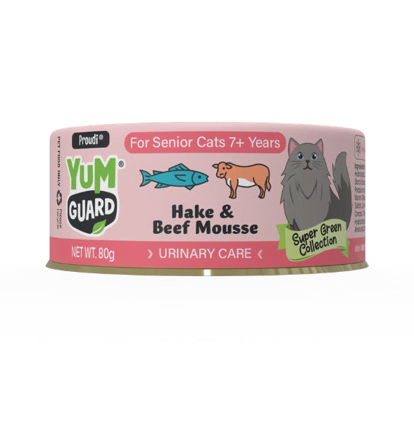 YumGuard Hake & Beef Mousse Urinary Care for Senior Cats 7+ Years 80g x 12