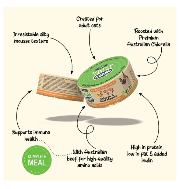 YumGuard Chicken & Beef Mousse Immunity Support for Adult Cats 80g x 12