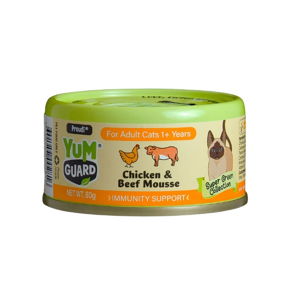 YumGuard Chicken & Beef Mousse Immunity Support for Adult Cats 80g x 12