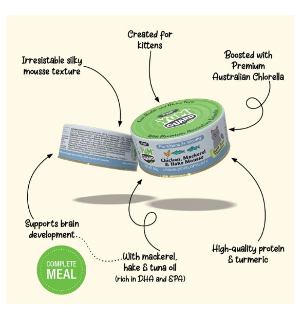YumGuard Chicken, Mackerel & Hake Mousse for Kittens 2+ Months 60g x 12