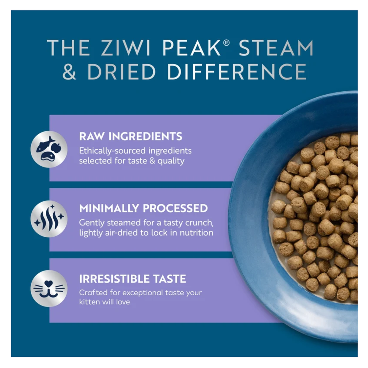 Ziwi Peak Steam & Dried Chicken with Southern Blue Whiting Kitten Food 700g