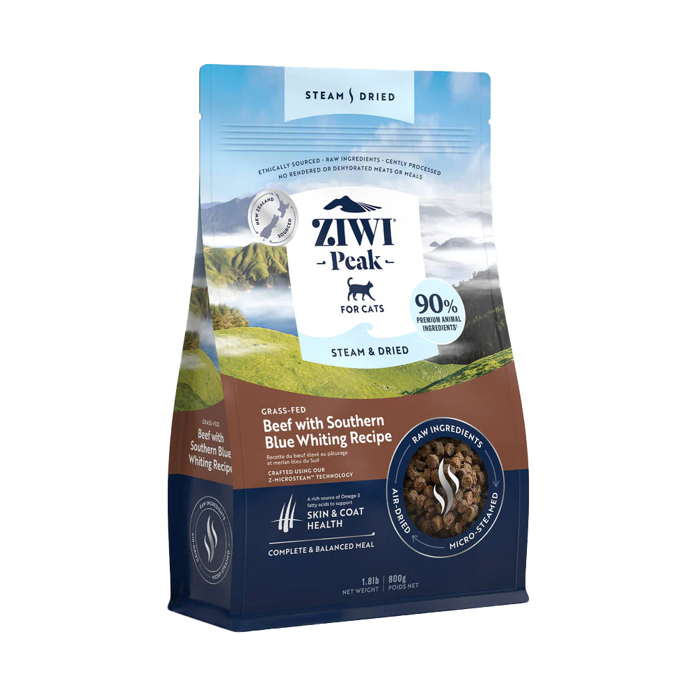 Ziwi Peak Steam &amp; Dried Beef with Southern Blue Whiting Dry Cat Food