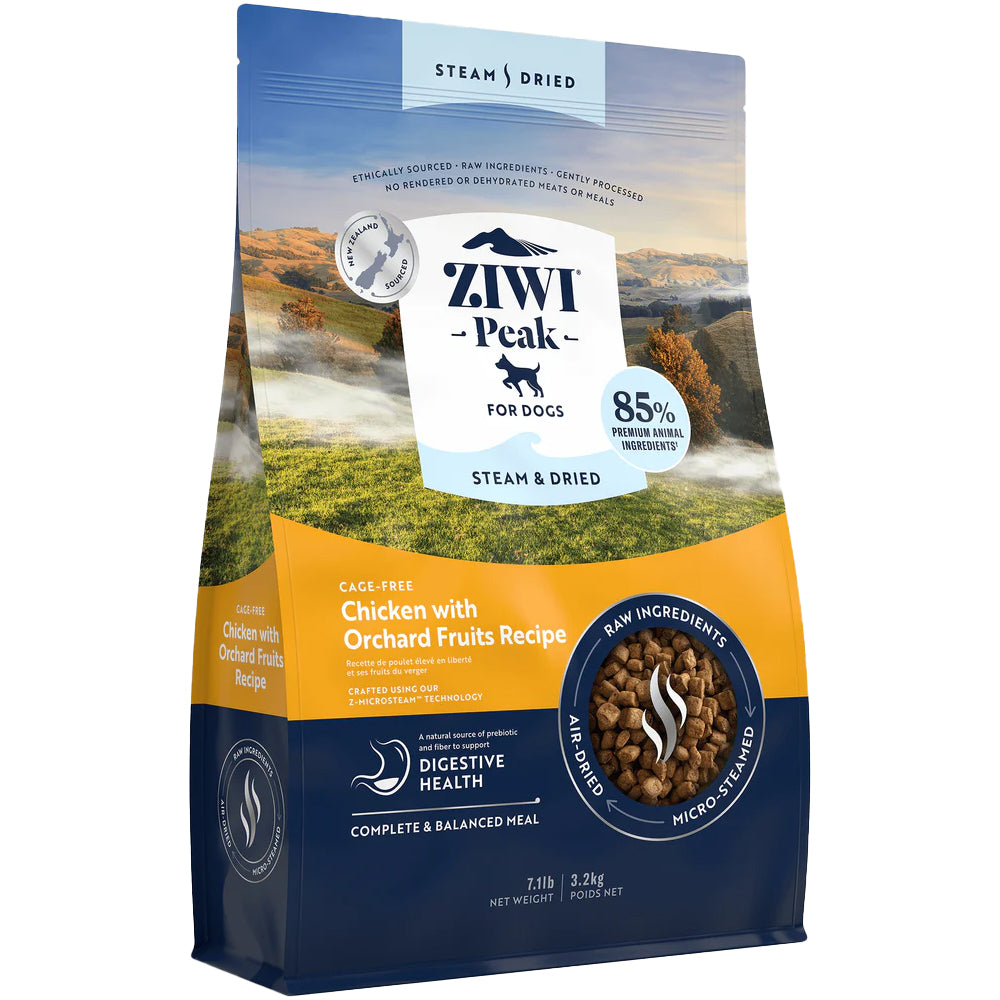 Ziwi Peak Steam &amp; Dried Cage-Free Chicken with Orchard Fruits Dry Dog Food