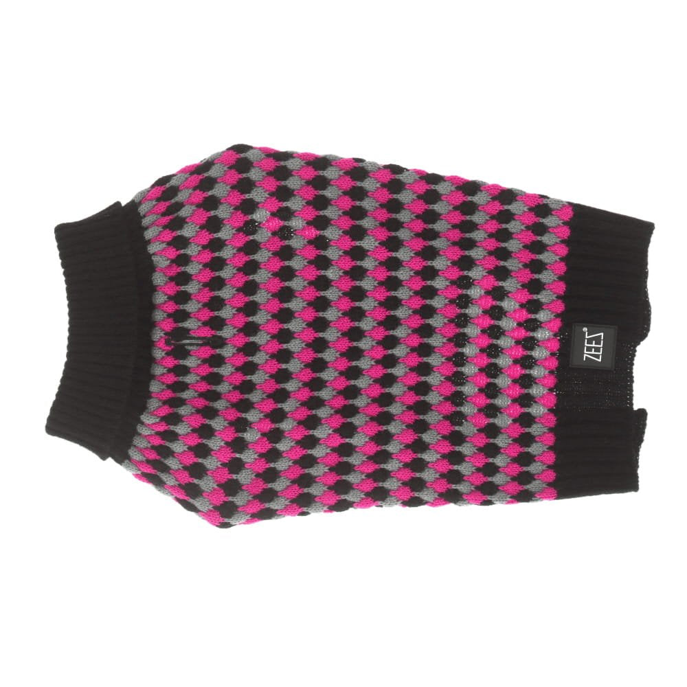 ZeeZ Knitted Sweater - Pink/Grey Diamond