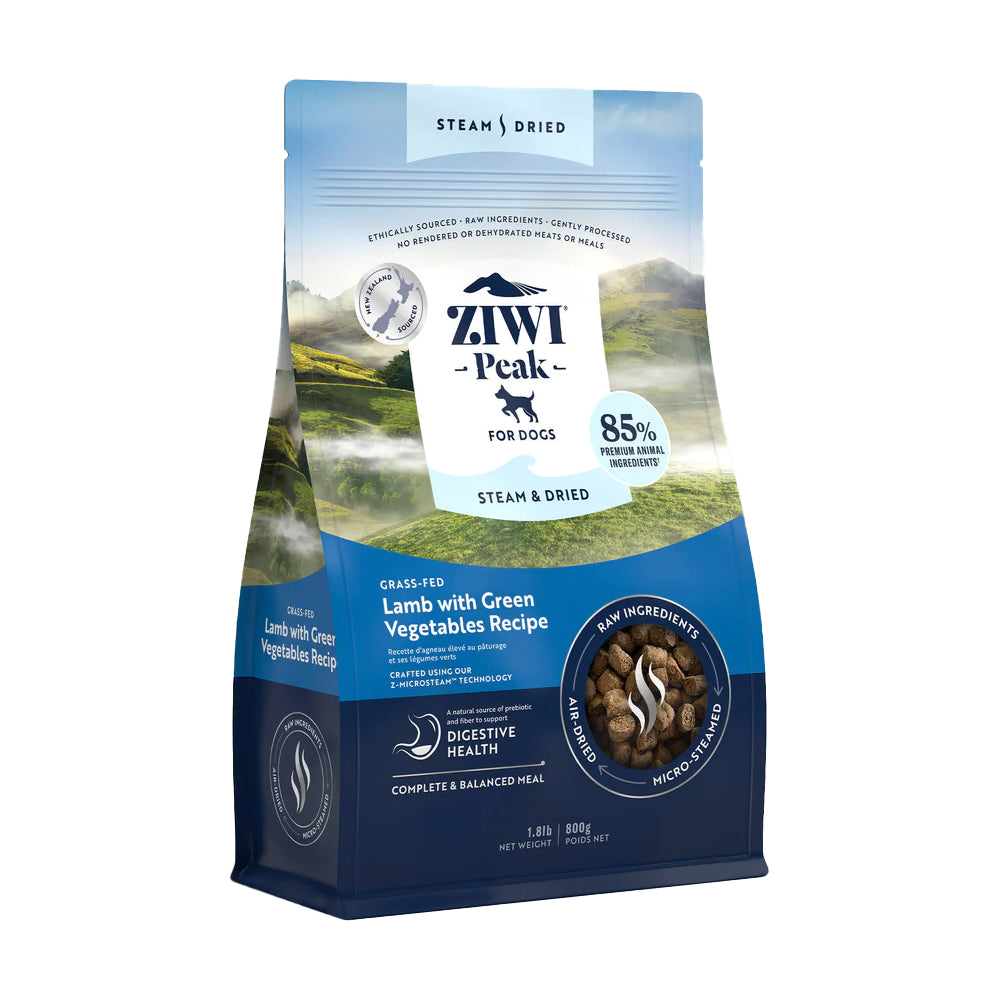 Ziwi Peak Steam & Dried Grass-Fed Lamb with Green Vegetables Dry Dog Food