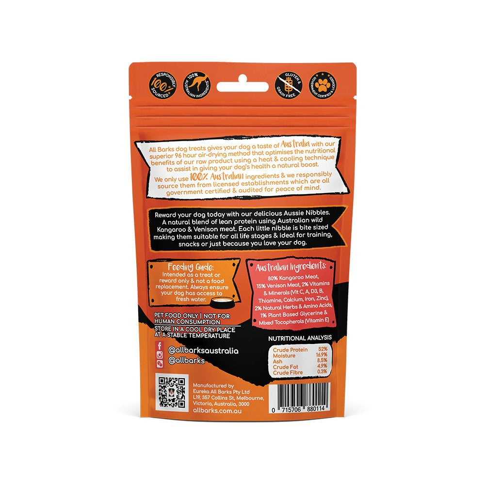 All Barks Aussie Nibbles Kangaroo & Venison Dog Treats 100g