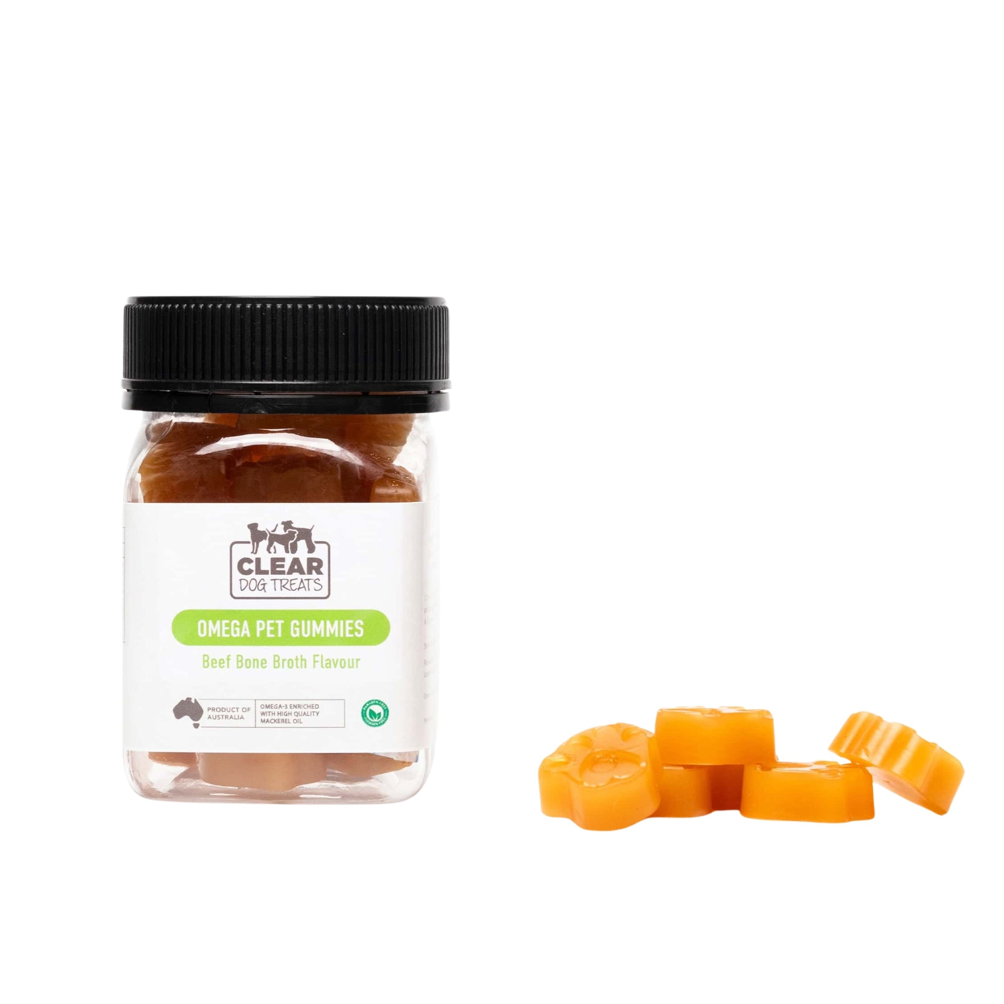 CLEAR Dog Treats Omega 3 Pet Gummies - Beef Bone Broth