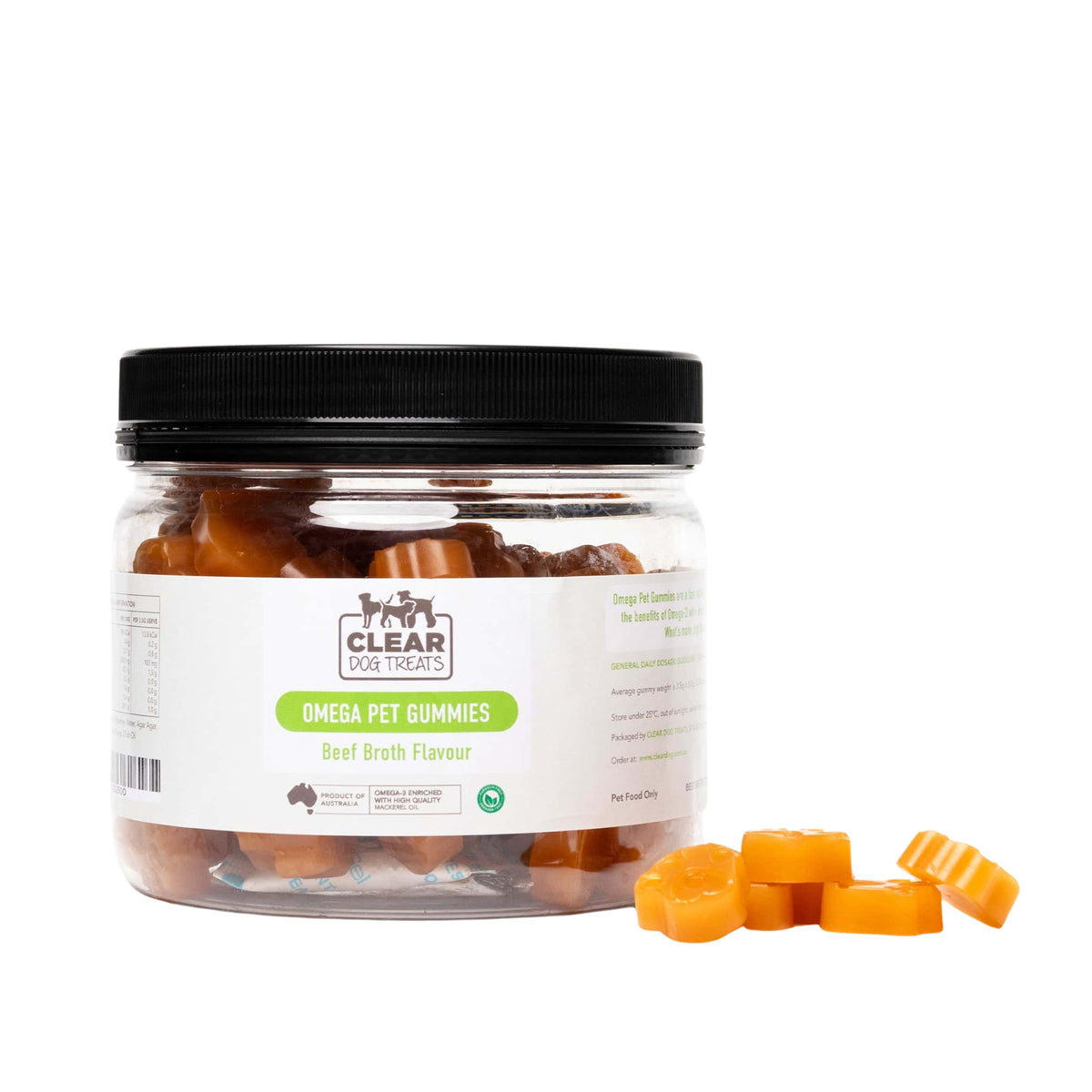 CLEAR Dog Treats Omega Pet Gummies - Beef Bone Broth