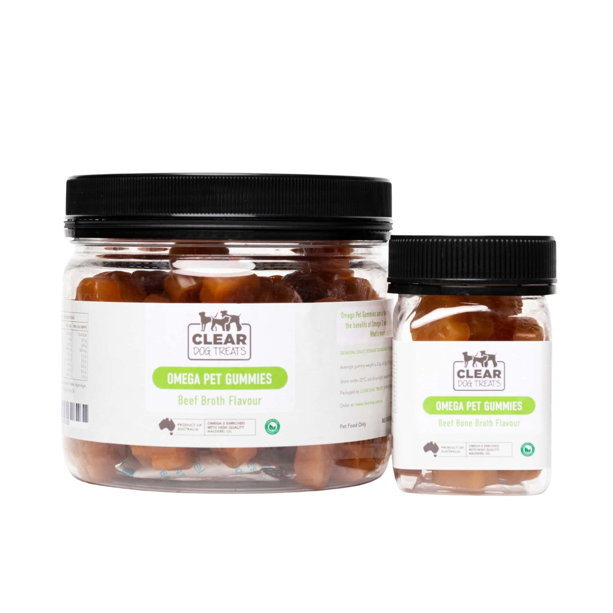 CLEAR Dog Treats Omega Pet Gummies - Beef Bone Broth