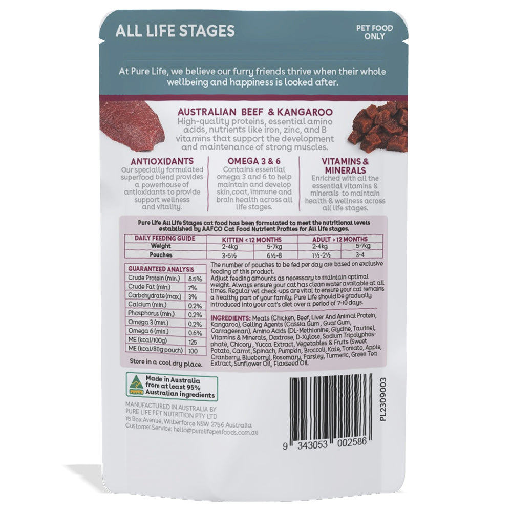 Pure Life Australian Beef & Kangaroo Pate Wet Cat Food 80g x 12