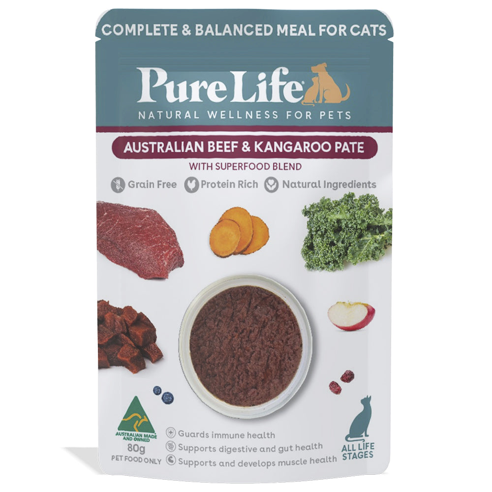 Pure Life Australian Beef &amp; Kangaroo Pate Wet Cat Food 80g x 12