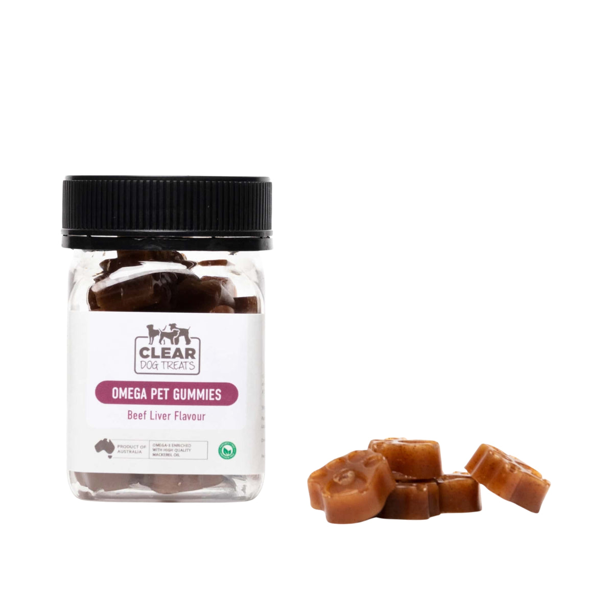 CLEAR Dog Treats Omega Pet Gummies - Beef Liver